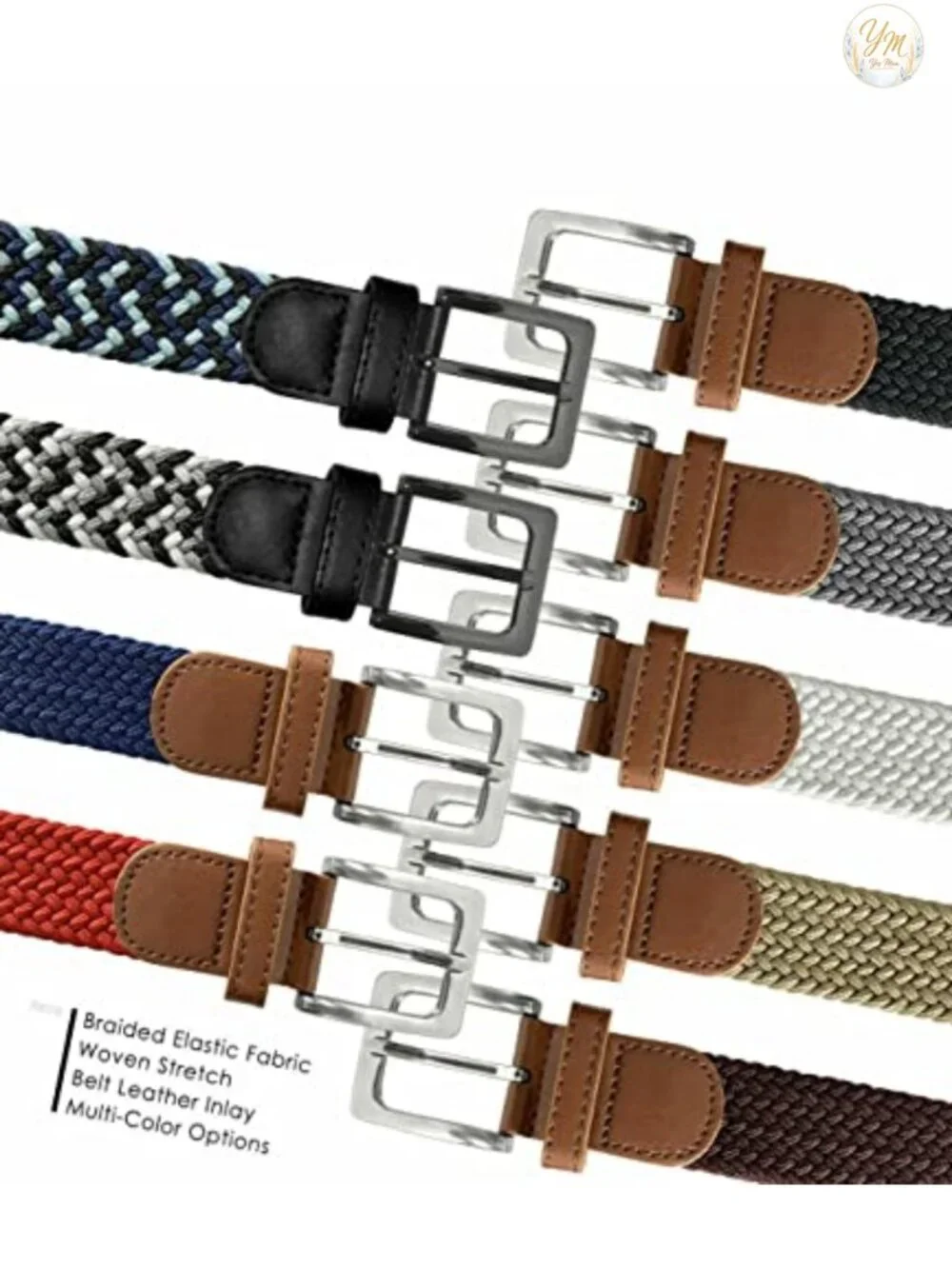 Braided Elastic Stretch Belt Casual Weave Canvas Fabric Woven Golf Belt 1-3/8